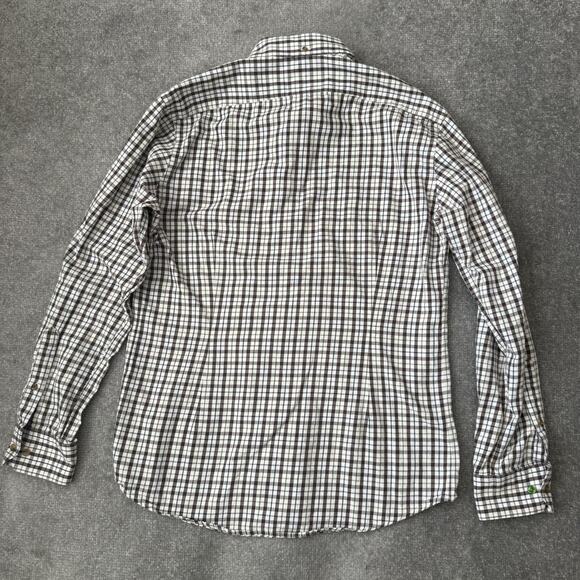 Eton Shirt Mens 16.5 42 Slim Brown Green Check Plaid Button Down Long Sleeve - Picture 10 of 12